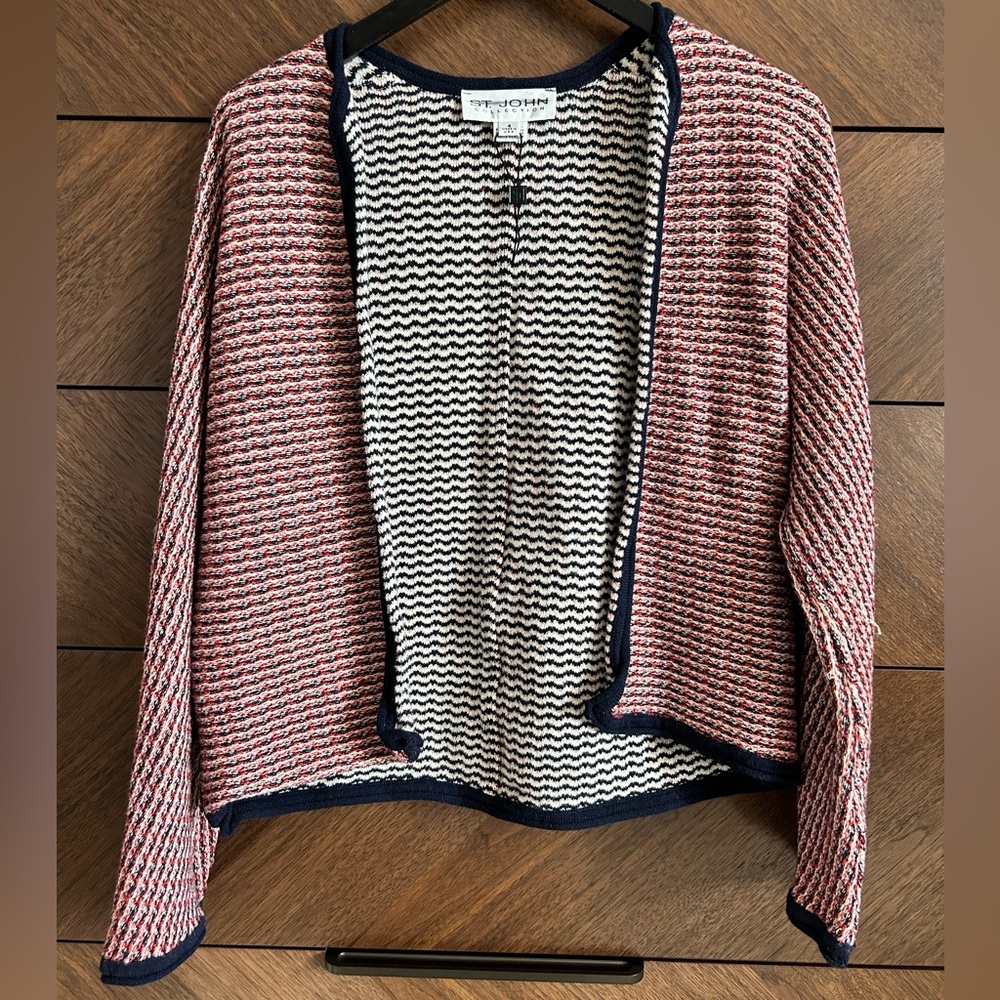 ST. JOHN Collection Striped Knit Cardigan